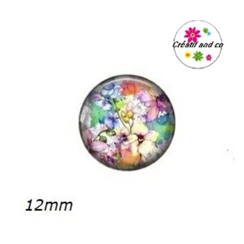 X2 cabochons fleuris 12mm