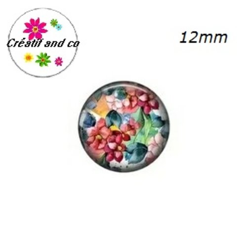 X2 cabochons fleuris 12mm