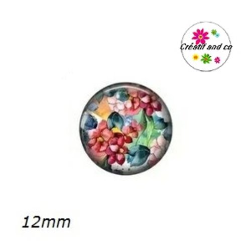 X2 cabochons fleuris 12mm