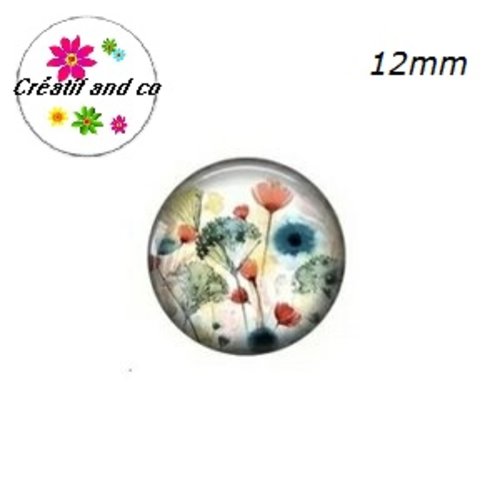 X2 cabochons fleuris 12mm