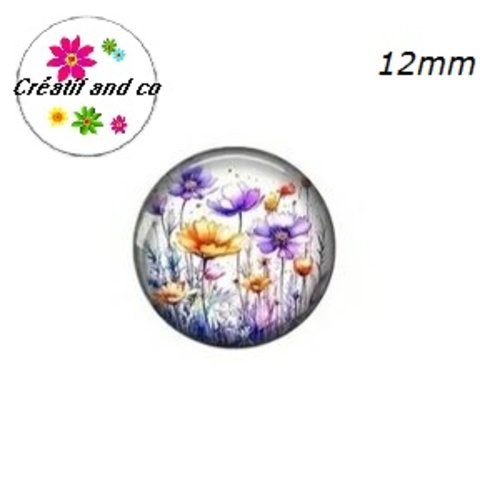 X2 cabochons fleuris 12mm
