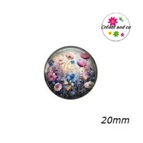 Cabochon fleuri 20mm