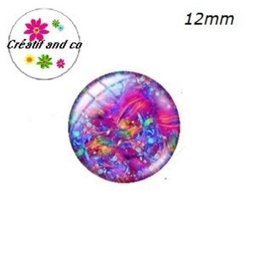 X2 cabochons colorés 12mm