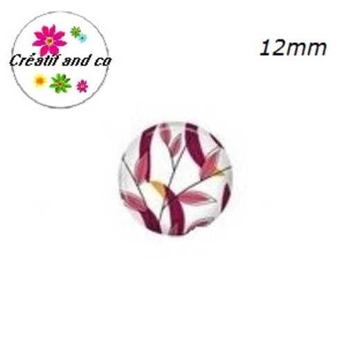 X2 cabochons feuilles tropicales 12mm