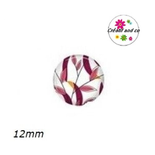 X2 cabochons feuilles tropicales 12mm