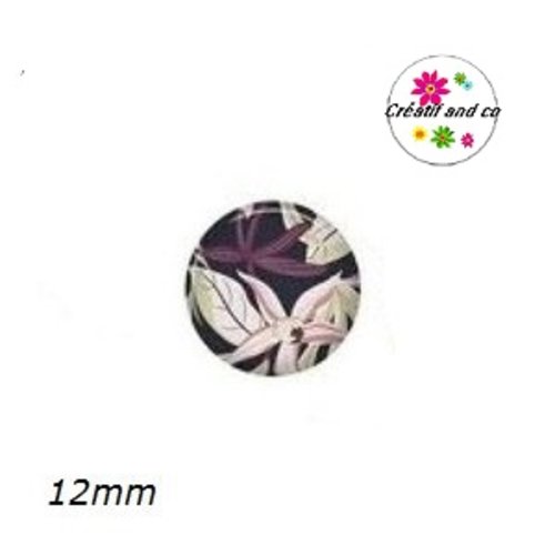X2 cabochons feuilles tropicales 12mm
