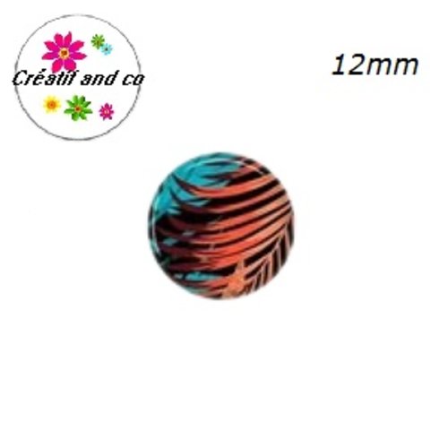 X2 cabochons feuilles tropicales 12mm