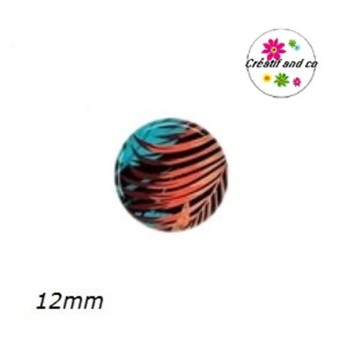 X2 cabochons feuilles tropicales 12mm