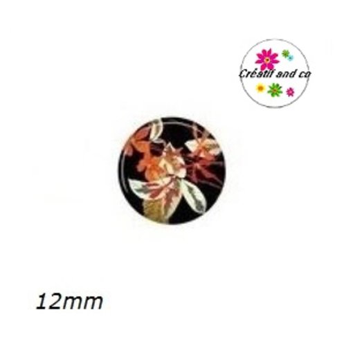 X2 cabochons feuilles tropicales 12mm
