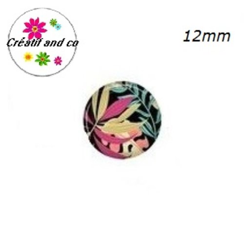 X2 cabochons feuilles tropicales 12mm