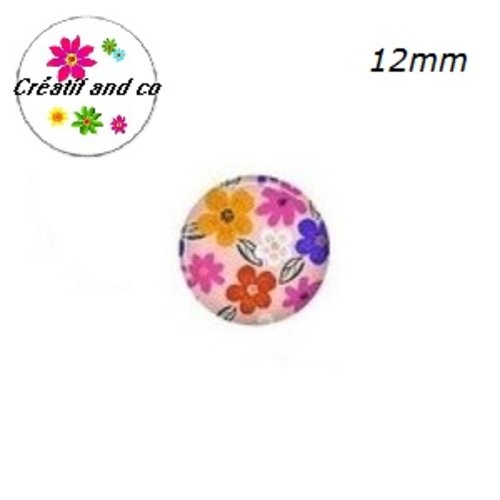 X2 cabochons fleuris 12mm