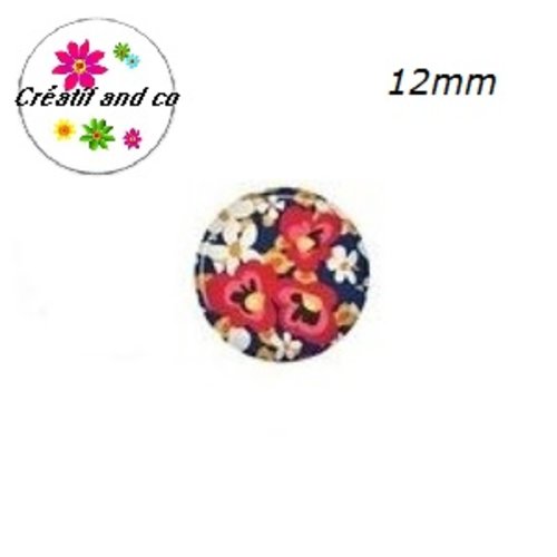X2 cabochons fleuris 12mm