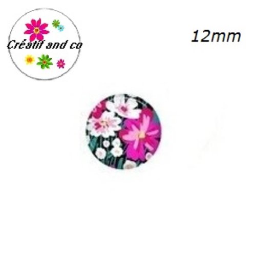 X2 cabochons fleuris 12mm