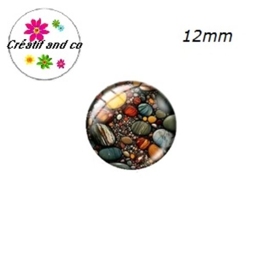 X2 cabochons galets 12mm