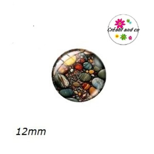 X2 cabochons galets 12mm