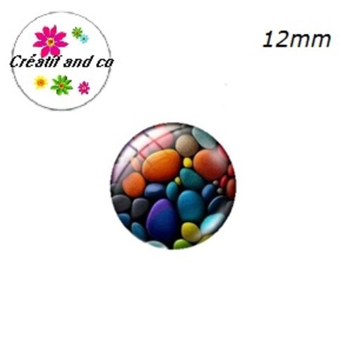 X2 cabochons galets 12mm