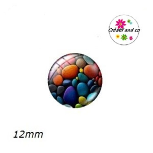X2 cabochons galets 12mm
