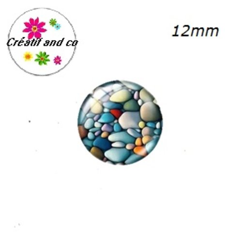 X2 cabochons galets 12mm