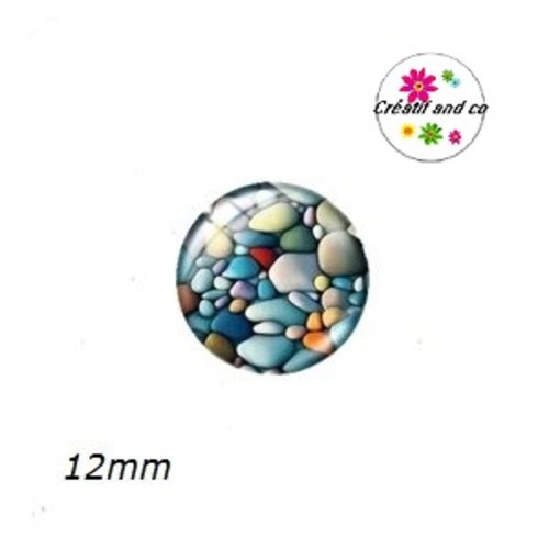 X2 cabochons galets 12mm