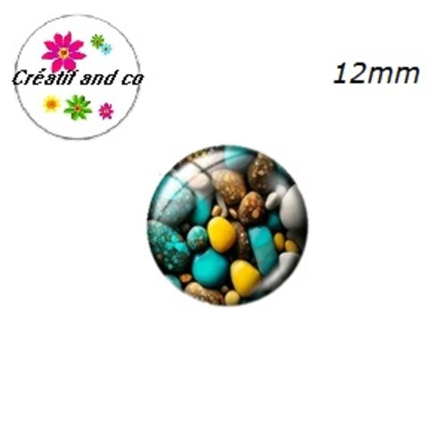 X2 cabochons galets 12mm