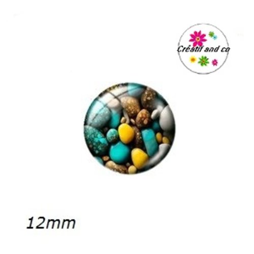 X2 cabochons galets 12mm