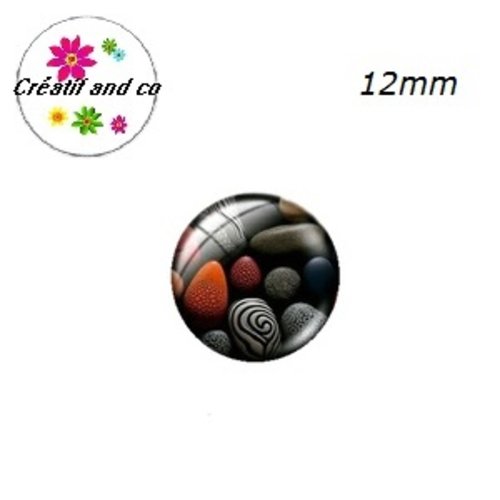X2 cabochons galets 12mm