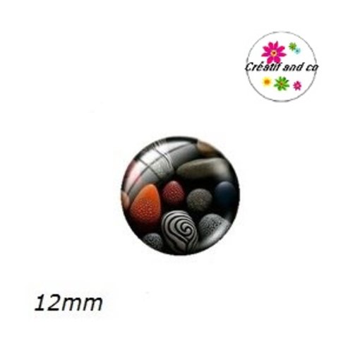 X2 cabochons galets 12mm