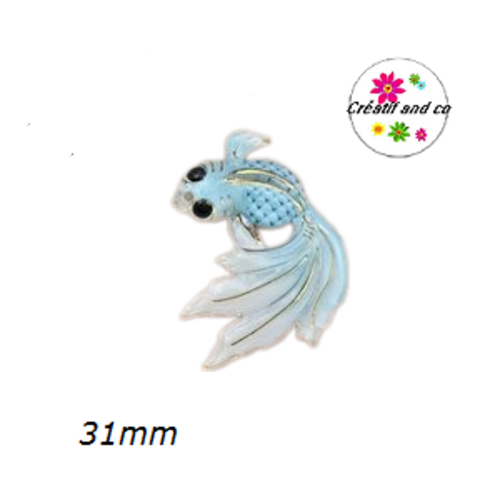 Breloque poisson koï bleu clair  31mm