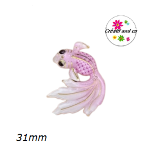 Breloque poisson koï rose pâle  31mm