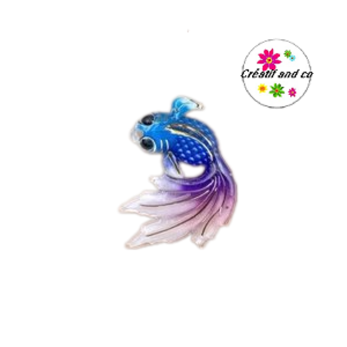 Breloque poisson koï bleu/mauve  31mm