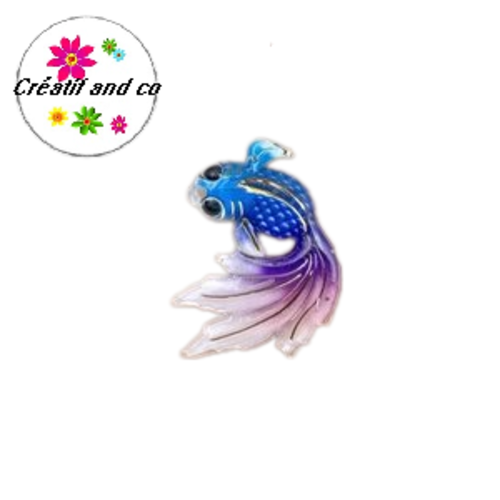 Breloque poisson koï bleu/mauve  31mm