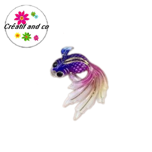 Breloque poisson koï violet/fuchsia  31mm