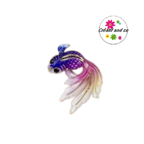 Breloque poisson koï violet/fuchsia  31mm