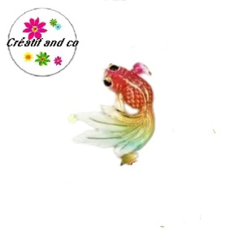 Breloque poisson koï rouge/vert  31mm