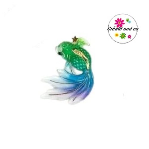 Breloque poisson koï vert/bleu  31mm