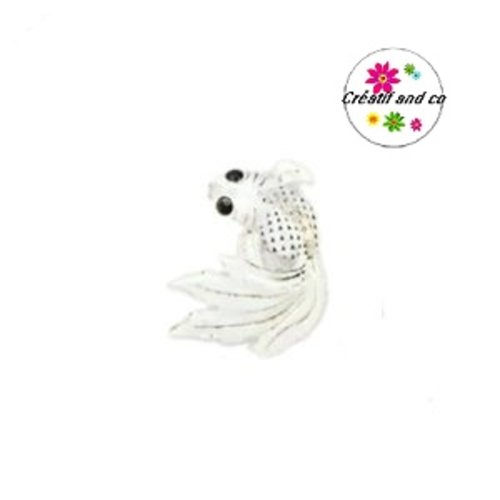 Breloque poisson koï blanc  31mm