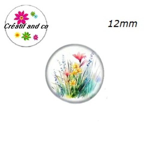 X2 cabochons fleurs de prairie 12mm