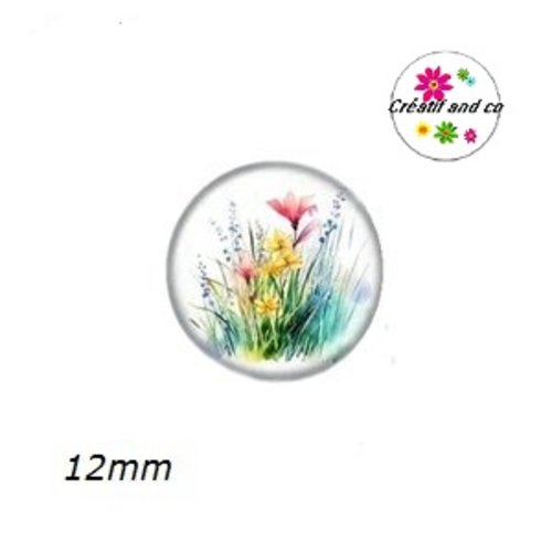 X2 cabochons fleurs de prairie 12mm
