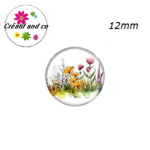 X2 cabochons fleurs de prairie 12mm