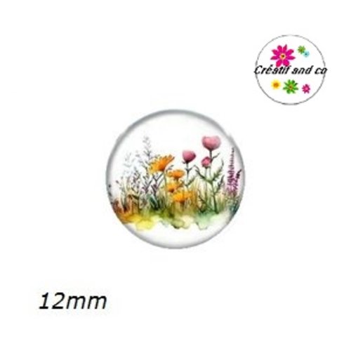 X2 cabochons fleurs de prairie 12mm