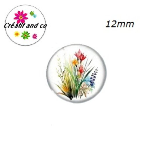 X2 cabochons fleurs de prairie 12mm