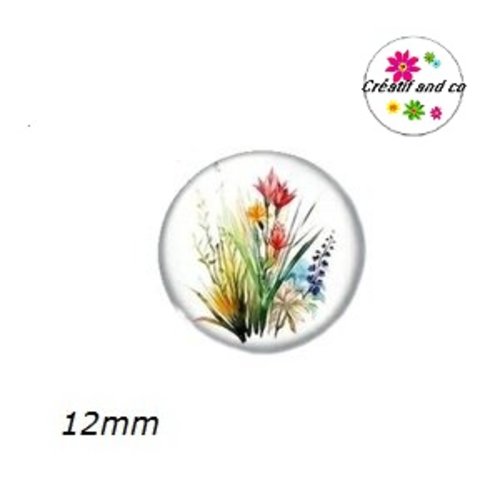 X2 cabochons fleurs de prairie 12mm