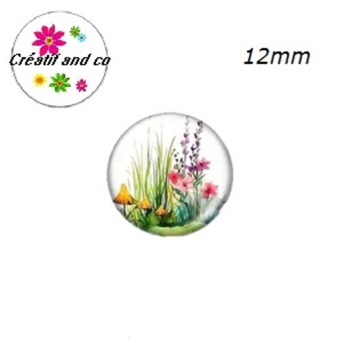 X2 cabochons fleurs de prairie 12mm