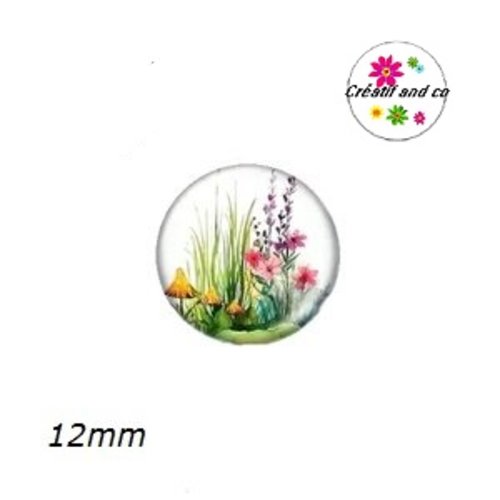 X2 cabochons fleurs de prairie 12mm