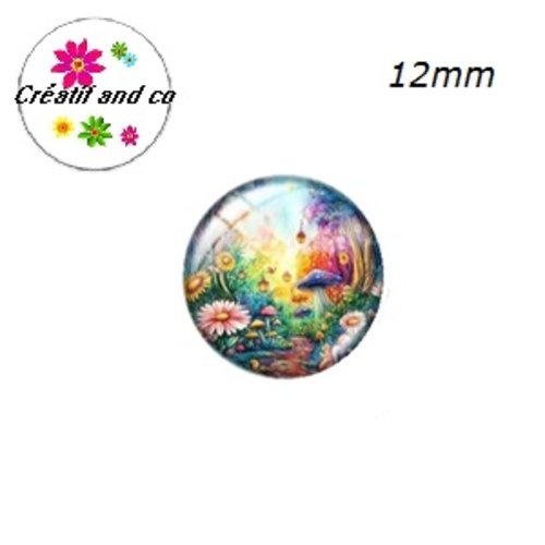 X2 cabochons jardin enchanté 12mm