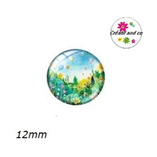 X2 cabochons jardin enchanté 12mm