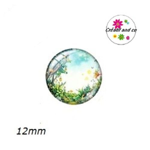 X2 cabochons jardin enchanté 12mm