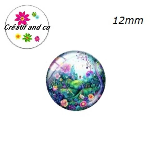 X2 cabochons jardin enchanté 12mm