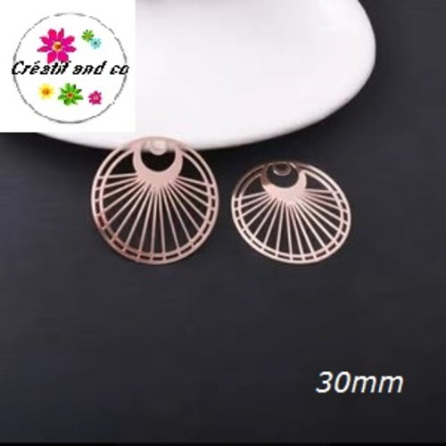 Breloque estampe cercle évidé rose gold 30mm