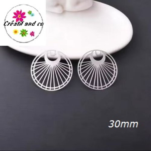 Breloque estampe cercle évidé argent 30mm